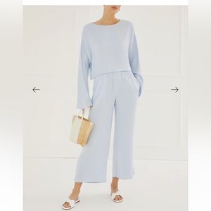 Something navy cropped long sleeve and pant set